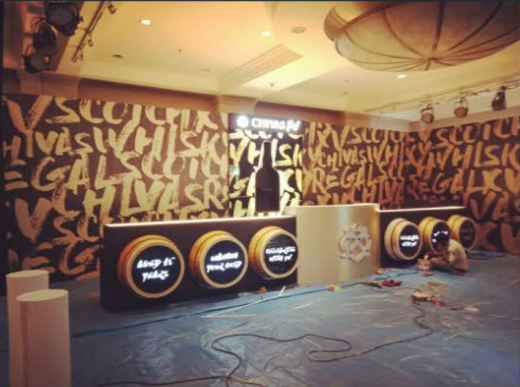 Chivas-branded print and display installation