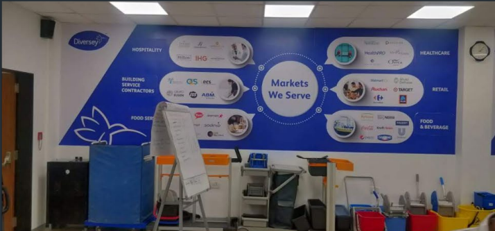 Diversey office branding and workplace graphics
