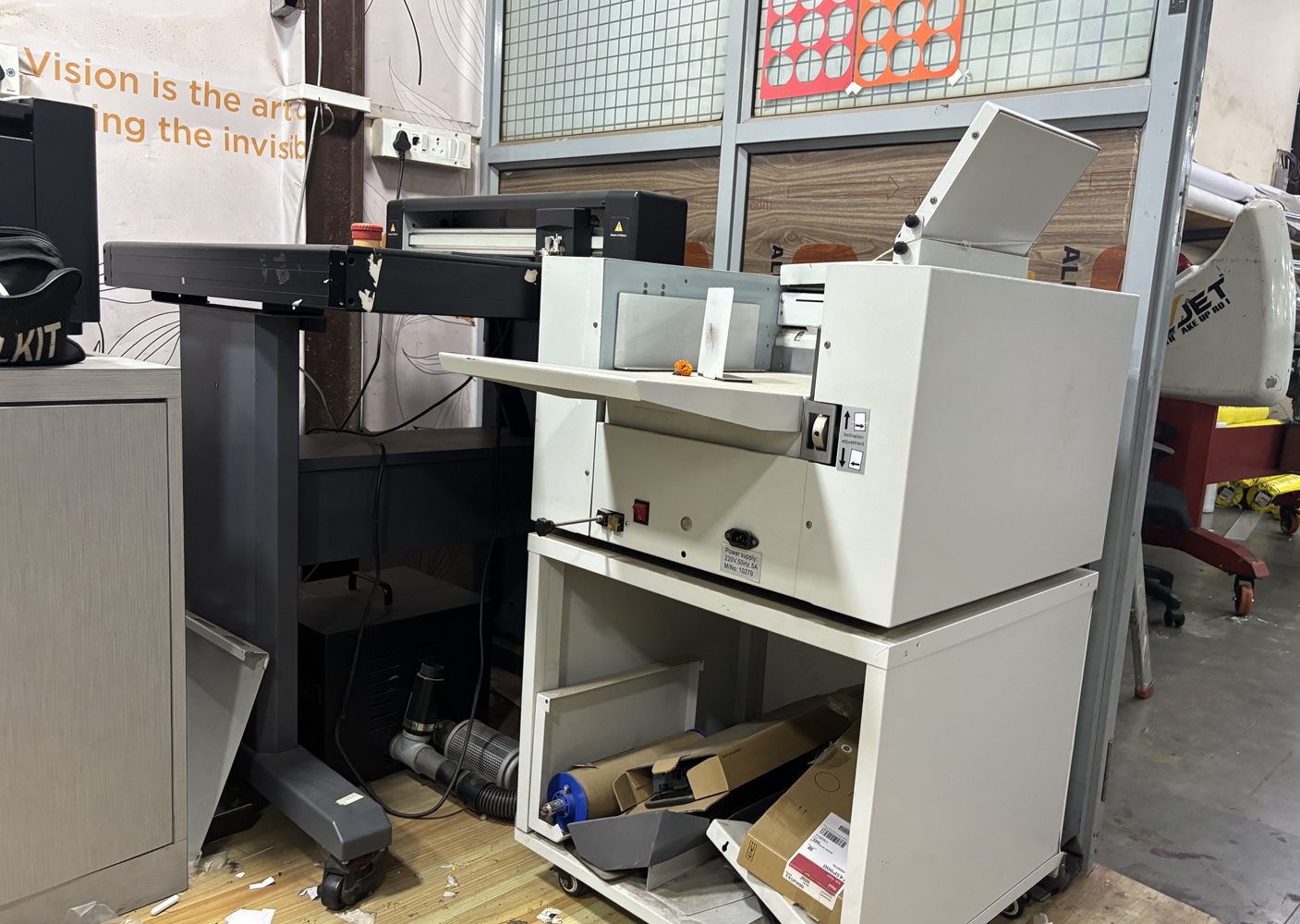 Large-format print press in the in-house production facility