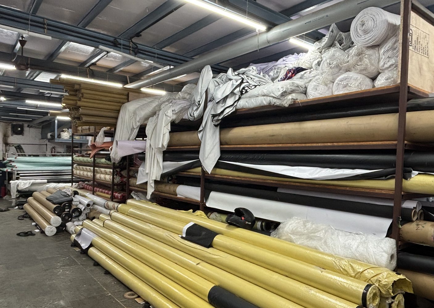 Stored flexible print materials and production supplies