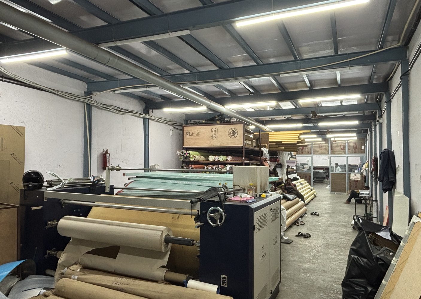 Wide-format print equipment on the production floor
